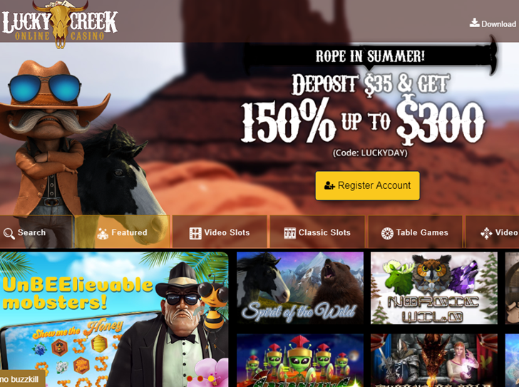 Lucky Creek Casino - 150% Bonus up to $300